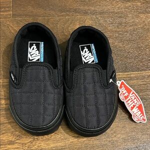 Vans Kids Quilted Black Slip-On Sneakers